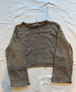 Zara - Cropped Oversized Marled Knit Sweater