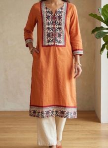 Boho Embroidered Orange Tunic