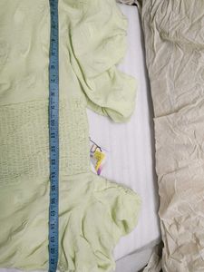 iNSTAFAB Light Green Puff Sleeve Mini Dress