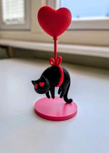 Quirky Cat with Heart Balloon Showpiece 3d printed