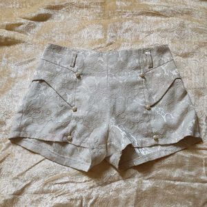 Elegant Brocade High-Waisted Shorts