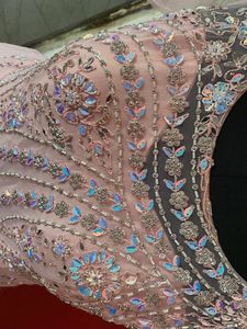 Stunning Pink Sequined Gown with shawl