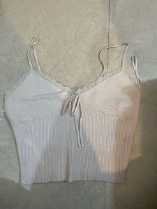 Ribbed Lace Trim Cami Top
