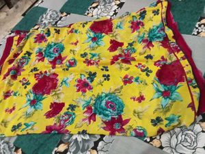 Vibrant Floral Yellow Saree