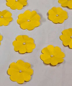 Yellow Paper Flowers 25 pieces Embellishments