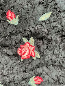 Black Lace Embroidered Rose Top