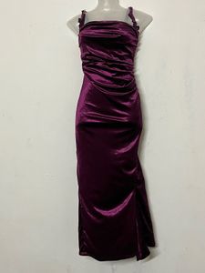 Pintresty Elegant Plum Velvet Ruched Dress