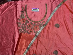 Designer Peach Kurta Set with Embroidery