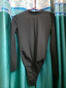 Chic Black Button Detail Bodysuit