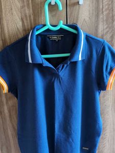 Women Navy Blue Polo T-shirt
