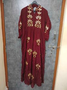Maroon Embroidered ethnic gown