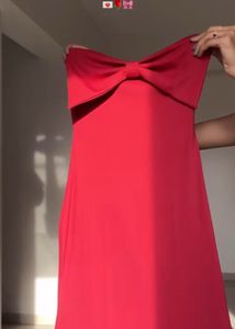 Diamond Lady Stunning Red Strapless Bow Dress