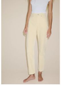 Pale Yellow Mom Fit High Waist Jeans