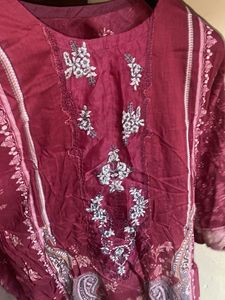 Maroon cotton 3 pc suit