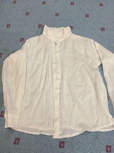 Elegant White Collared Button-Up Shirt