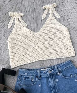 Summer Crochet Tie-Strap tank Top