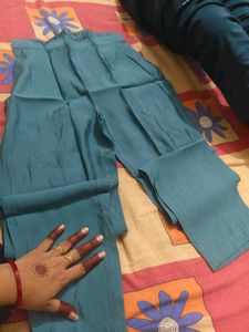 Elegant Teal Wrap Kurta with Tassel Detail