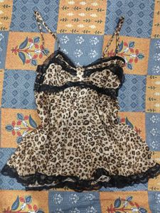 Leopard Print Lace Trim Top