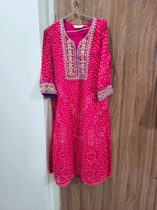 Biba Pink Bandhani Kurta Set with Dupatta