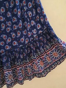 Bohemian Blue Print Midi Skirt