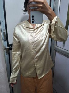 Satin Button-Up Blouse