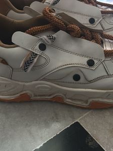 Stylish White &amp; Brown Sneakers