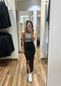 Black long Pencil Skirt with Slit