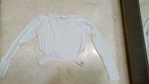 White Long Sleeve Crop Top