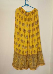 Yellow Elephant Print Ethnic Skirt