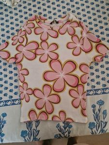 Groovy Floral Ribbed Top