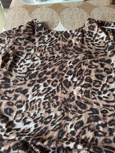 Leopard Print Kurta plazo - Embellished Necklin