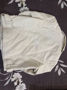 Cream Faux Leather Biker Jacket