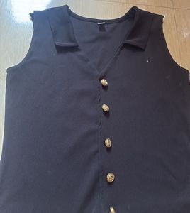 Chic Black Sleeveless Vest Top