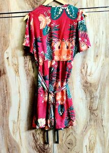 Vibrant Floral Print Wrap Dress Size-34-36