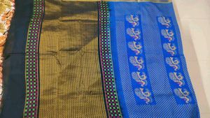 Vibrant Blue Peacock Silk Saree