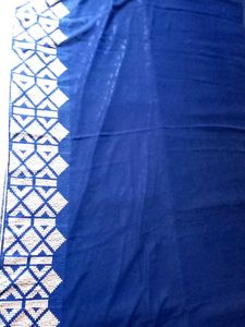 Elegant Blue Saree with Embellished Border