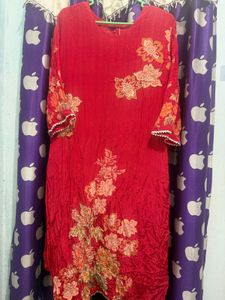 Chiffon red Kurta Set