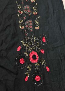 Black Kurta with Floral Embroidery