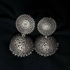 Stylish Silver Oxidised Choker Necklace &amp; Jhumka.