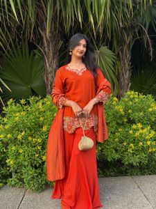 Elegant Orange Kurta Set with Dupatta