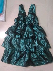 Emerald Green Ruffle Tiered backless Party Dress