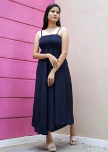 Navy Blue Spaghetti Strap Dress