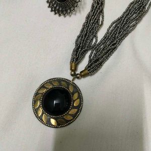 Boho Beaded Necklace and Ring Set