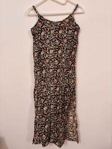 Black Floral Print spaghetti strap kurta