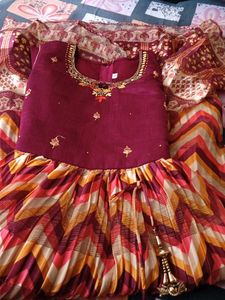 Burgundy Embroidered Dress