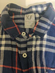 🔀Boy 10-12 Blue checked plaid Shirt with Deni