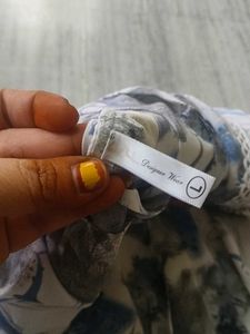 Blue &amp; White Floral Print Top