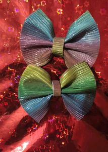 Sparkly Rainbow Bow Hair Clips