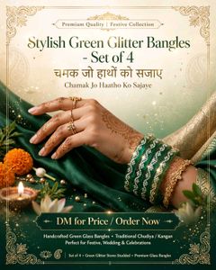 Stylish Green-gold Glitter Bangles - Set of 6