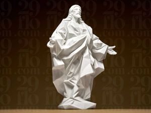 Geometric Jesus Statue white 3d printed